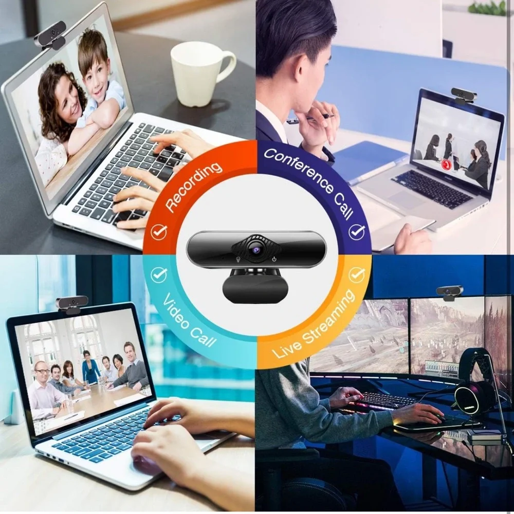 Web Camera with Microphone for Desktop - External Webcam 1080P Plug&Play